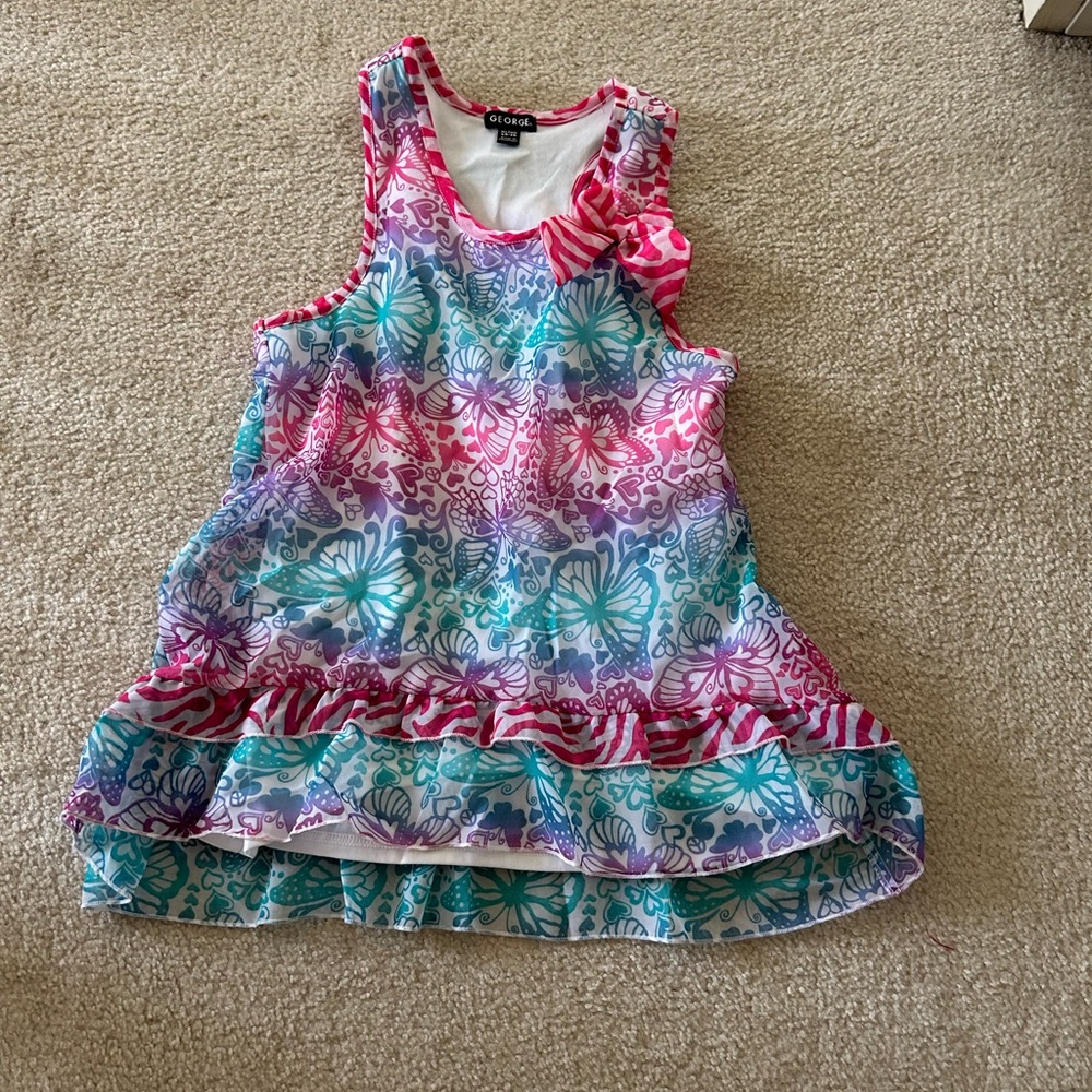 George big girls Colorful Butterfly zebra print Tank Top size XL 14/16